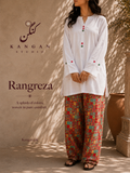 Vol. II · Rangreza Multicolor Printed Set — Mirror-Work & Wide-Leg Trousers